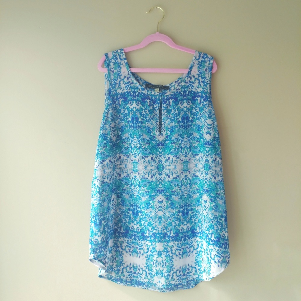 Rose & Olive Blue Sleeveless Blouse